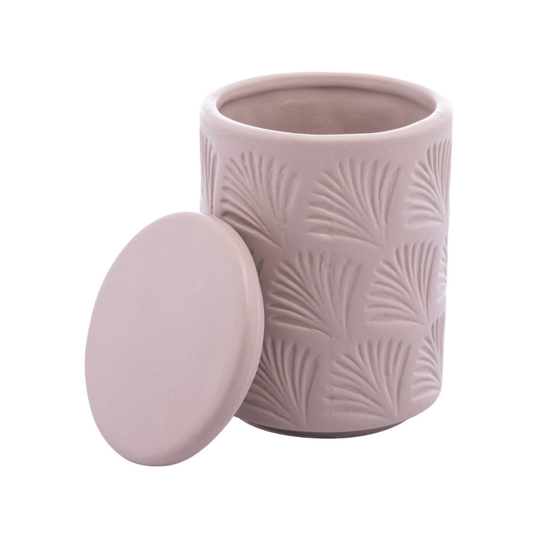 Jogo para Banheiro Leaf em Ceramica Nude 2 Peças - Ela Decora