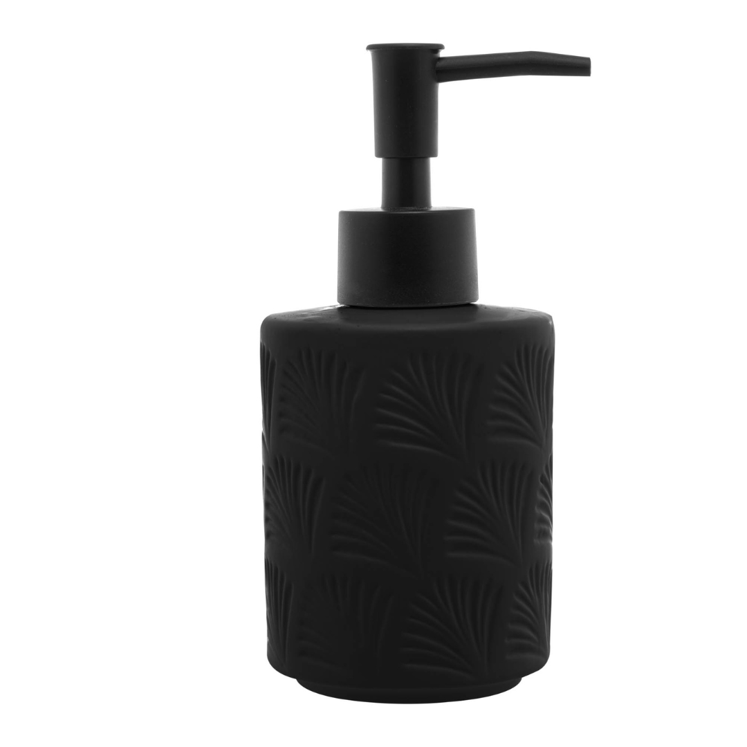 Jogo para Banheiro Leaf em Ceramica Preto 2 Peças - Ela Decora