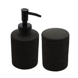 Jogo para Banheiro Leaf em Ceramica Preto 2 Peças - Ela Decora