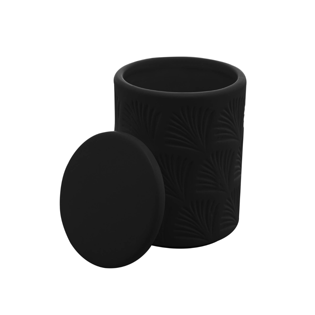 Jogo para Banheiro Leaf em Ceramica Preto 2 Peças - Ela Decora