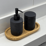 Jogo para Banheiro Leaf em Ceramica Preto 2 Peças - Ela Decora