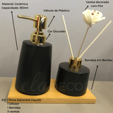 Jogo para Banheiro Preto 3 Peças - Ela Decora