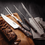 Jogo para Churrasco em Aço Inox e Cabo Castanho Polywood com Estojo 3 Peças Tramontina - Ela Decora