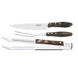 Jogo para Churrasco em Aço Inox e Cabo Castanho Polywood com Estojo 3 Peças Tramontina - Ela Decora
