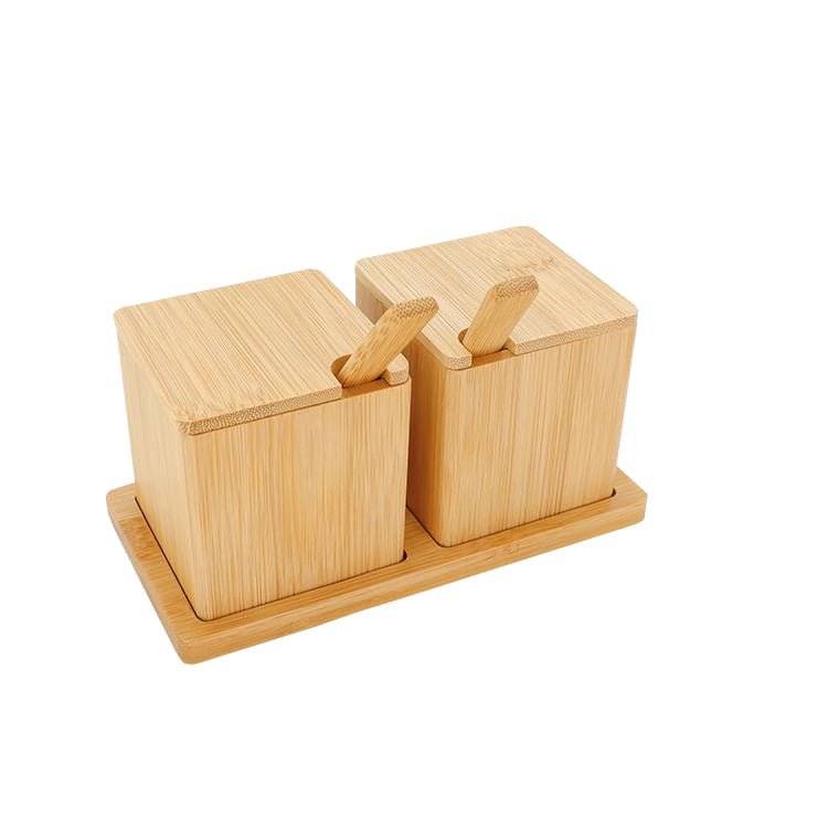 Jogo Porta Condimentos em Bambu com Colher - Ela Decora