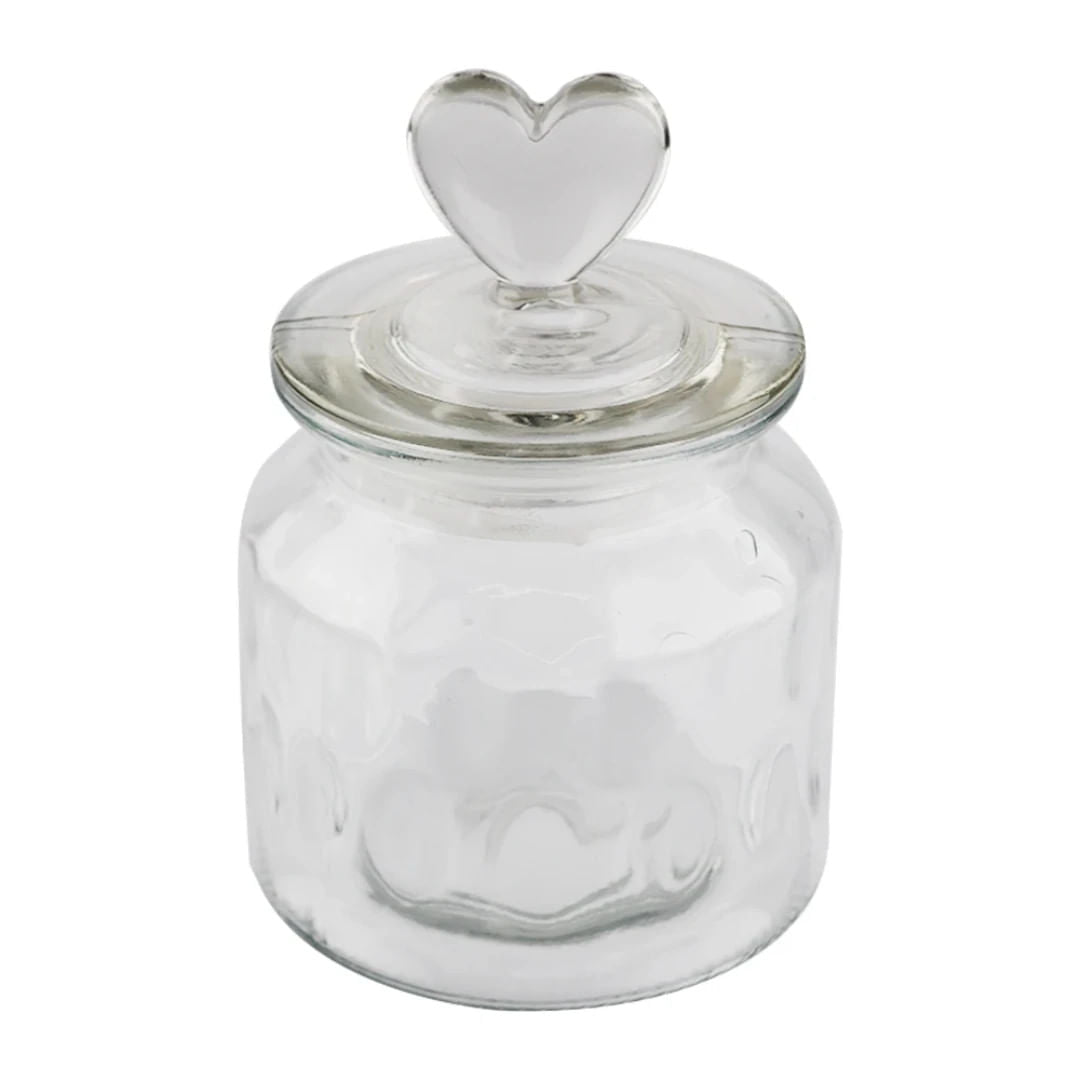 Jogo Porta Mantimentos com Tampa Coração Old Fashion de Vidro 650ml - Ela Decora