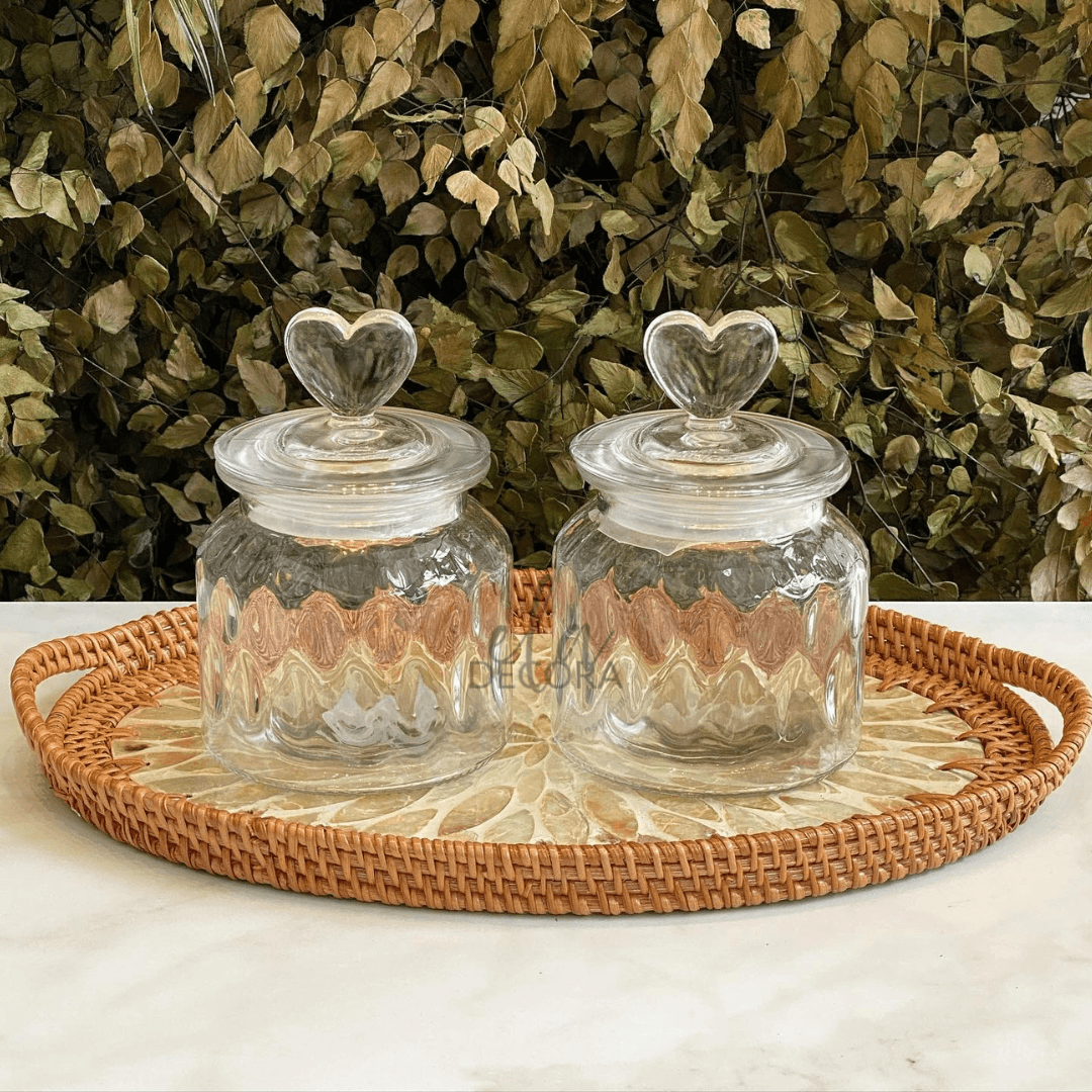 Jogo Porta Mantimentos com Tampa Coração Old Fashion de Vidro 650ml - Ela Decora