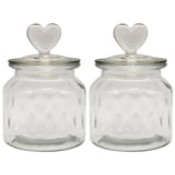 Jogo Porta Mantimentos com Tampa Coração Old Fashion de Vidro 650ml - Ela Decora