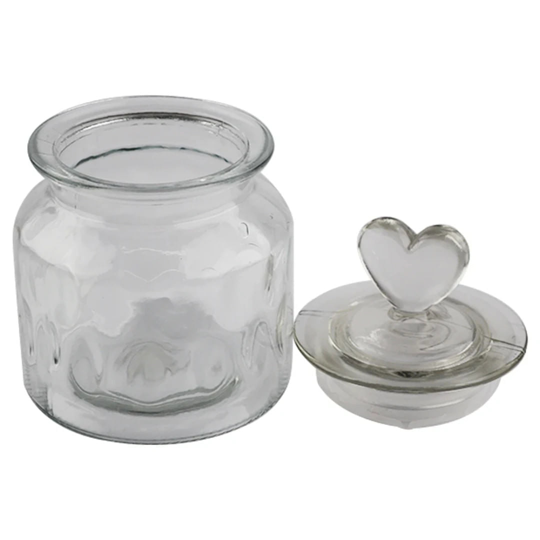 Jogo Porta Mantimentos com Tampa Coração Old Fashion de Vidro 650ml - Ela Decora