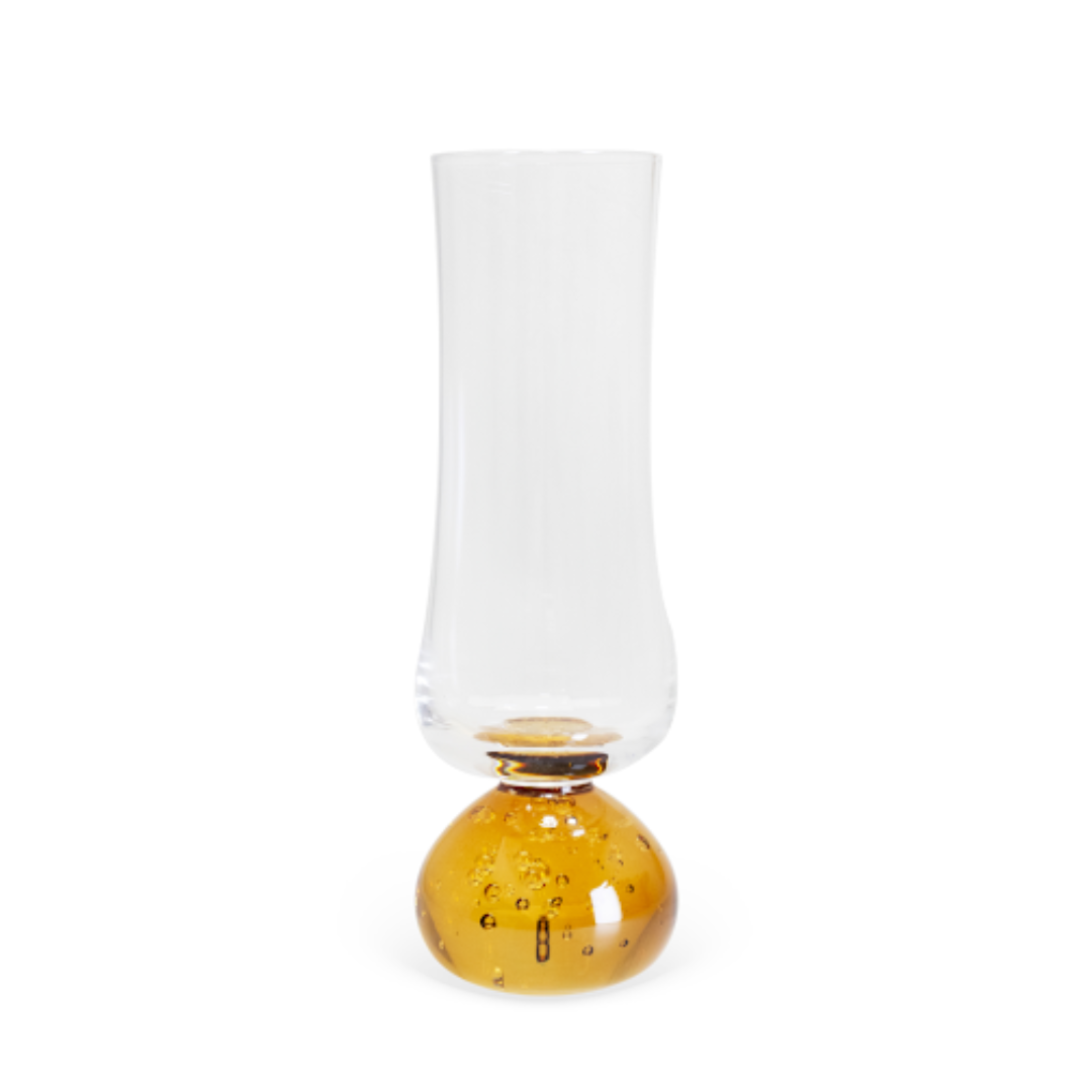 Jogo 6 Taças Champanhe Base Esfera Âmbar e Transparente 240ml