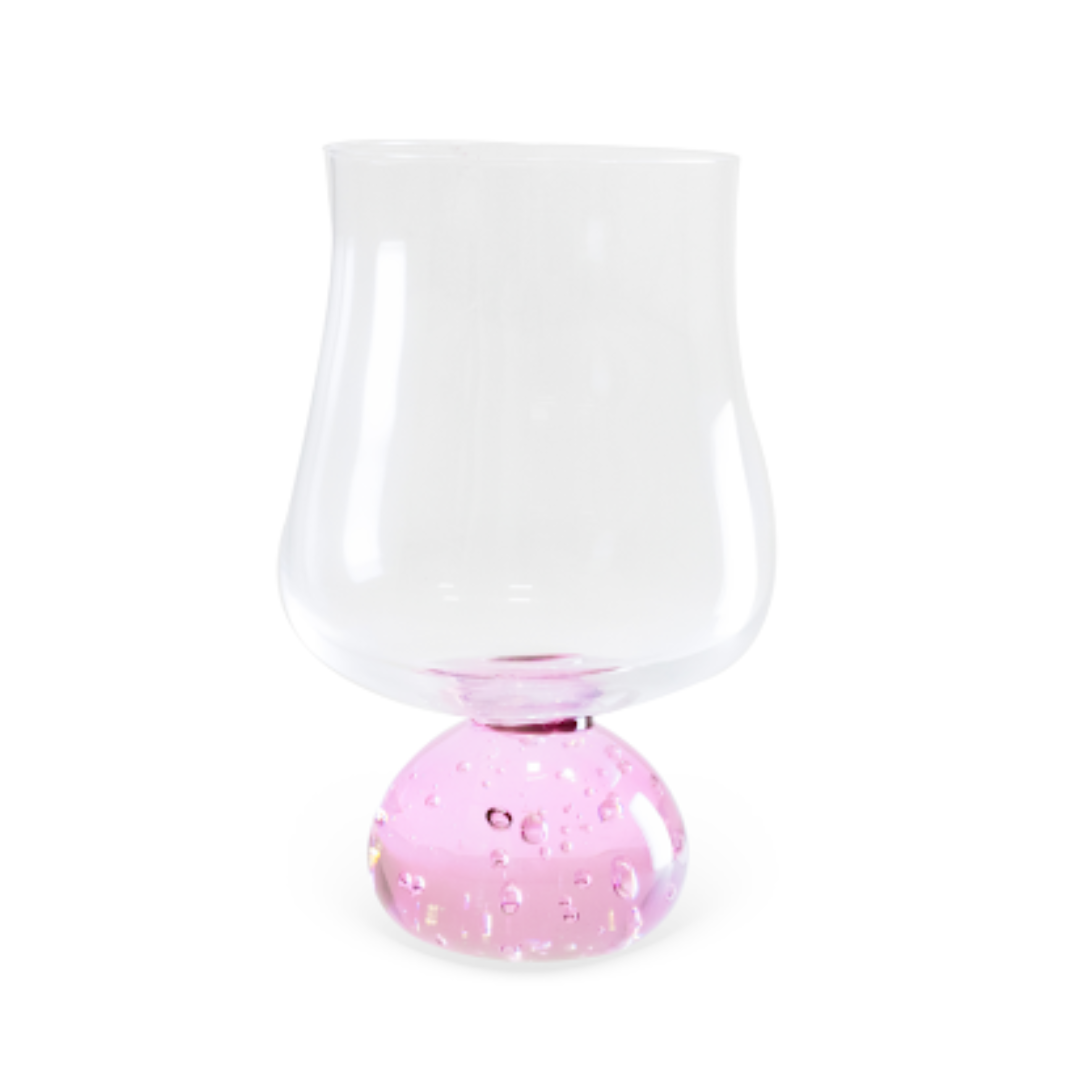 Jogo 6 Taças Base Esfera Rosa e Transparente 440ml