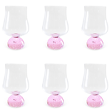 Jogo 6 Taças Base Esfera Rosa e Transparente 440ml