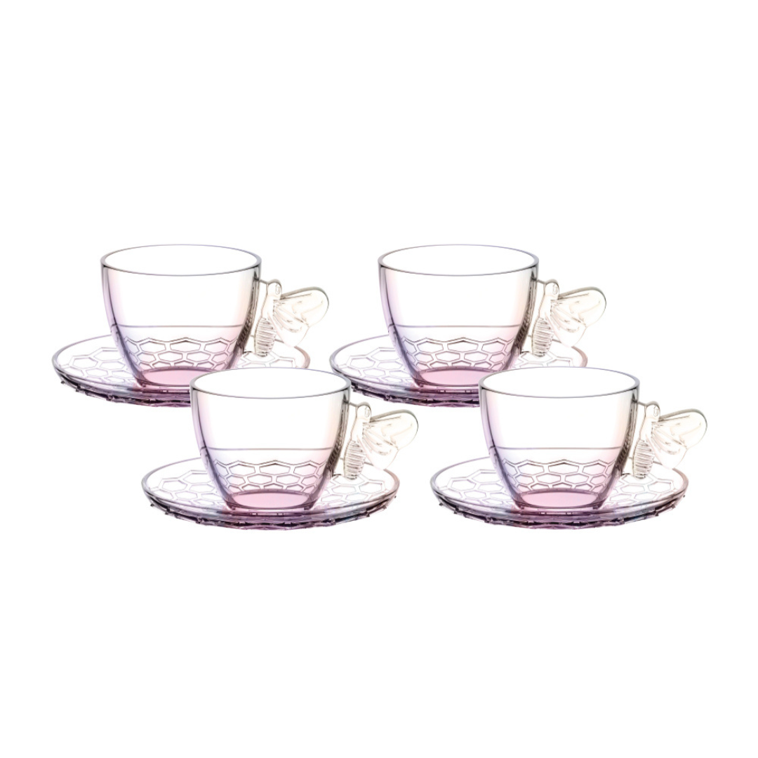 Jogo 4 Xicaras de Café com Pires Rainbow Bee 80ml