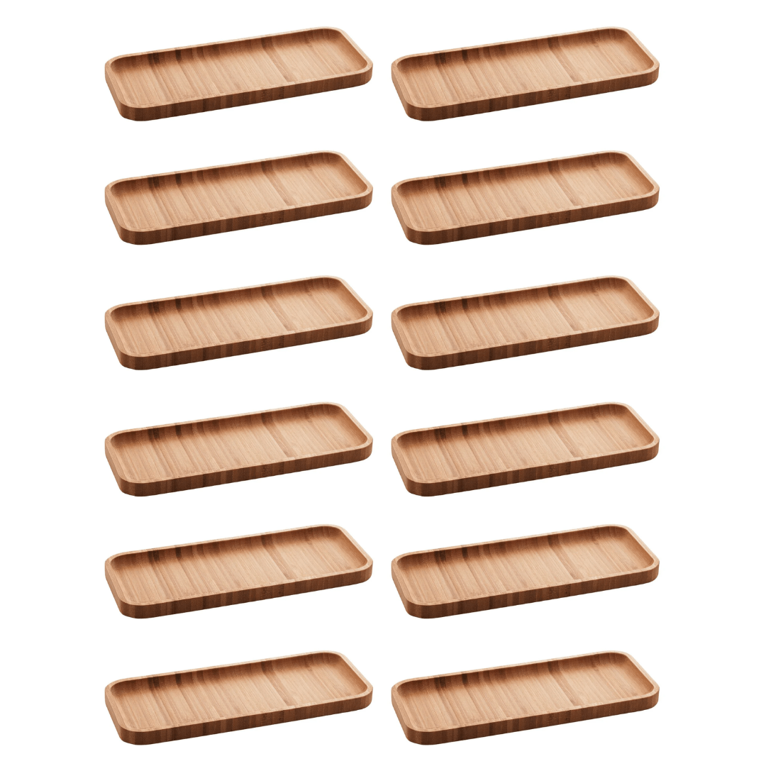 Kit 12 Bandejas de Bambu Hire 28cm - Ela Decora
