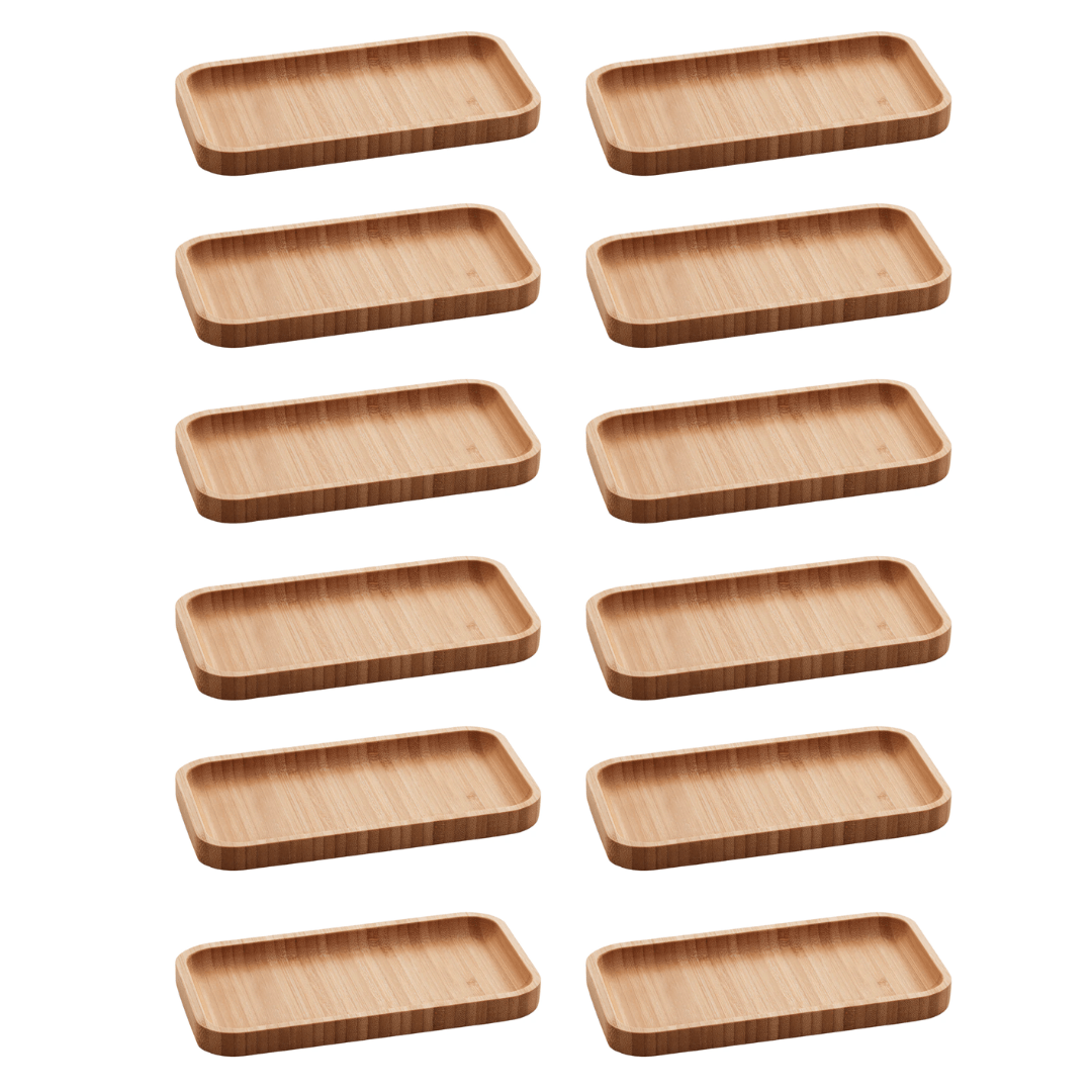Kit 12 Bandejas Petisqueiras Hire em Bambu 20cm x 10cm - Ela Decora