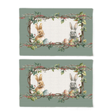 Kit 2 Jogos Americano Coelhos da Páscoa Verde 48cm - Ela Decora