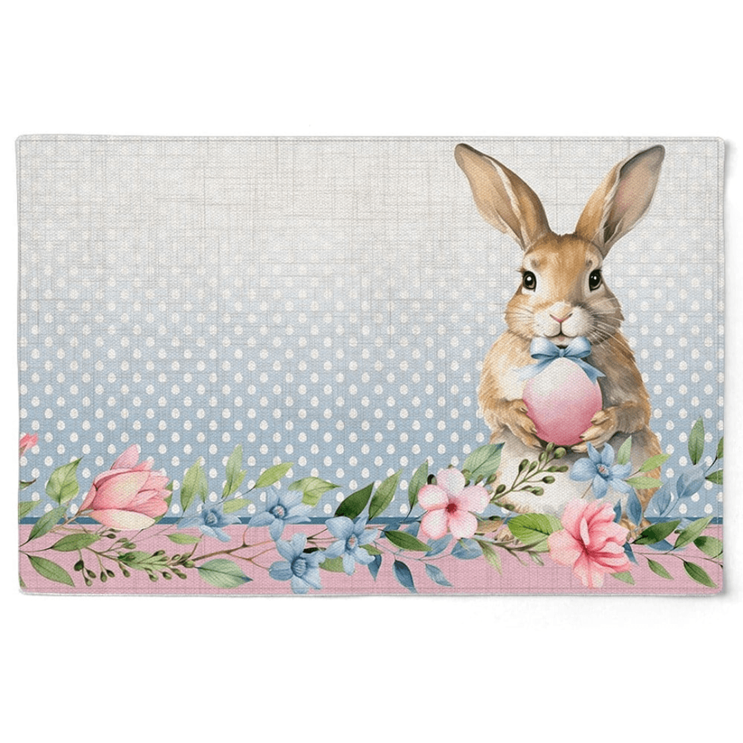 Kit 2 Jogos Americano Retangular Coelho de Páscoa Azul e Rosa 48cm - Ela Decora