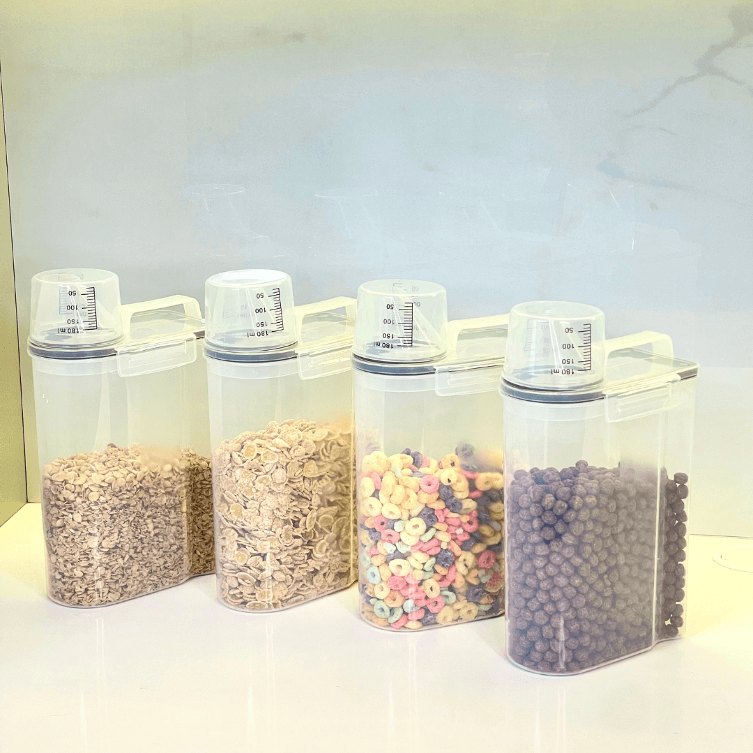 Kit 3 Potes Herméticos Porta Mantimento com Copo Medidor 2,5 Litros - Ela Decora