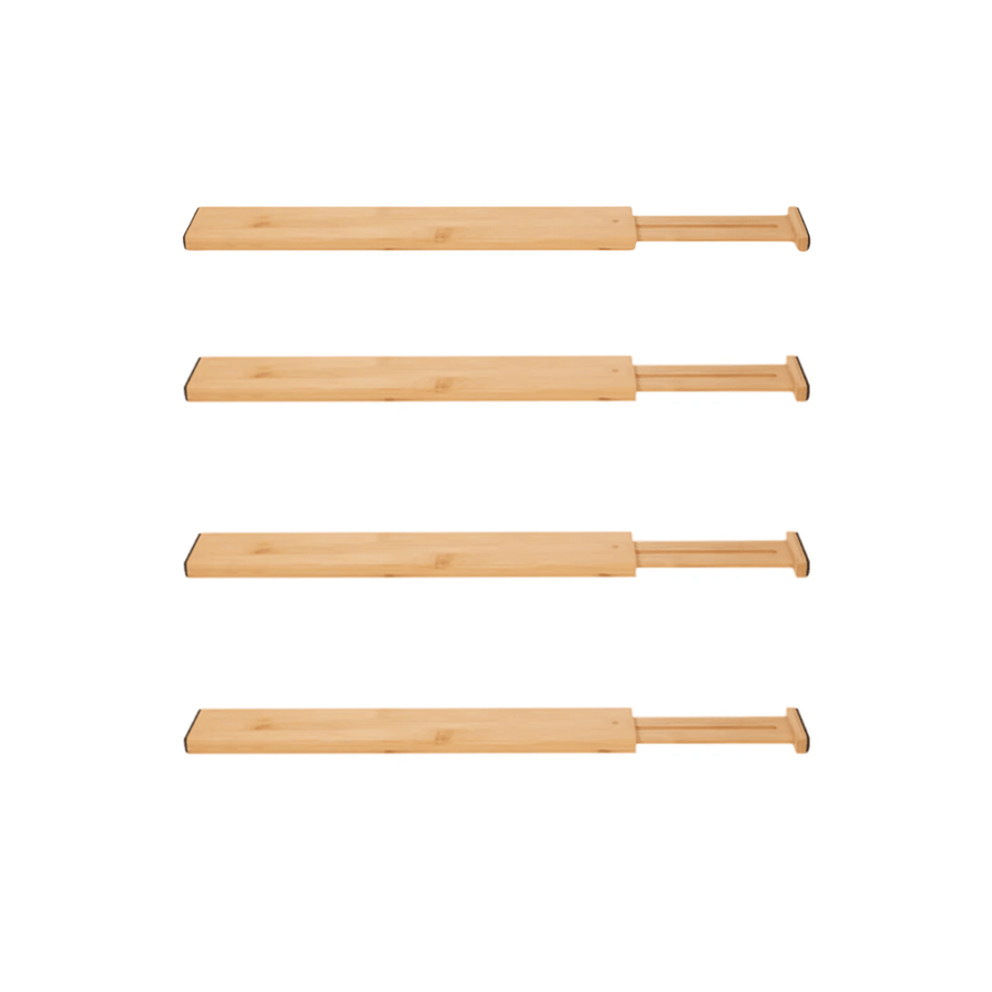 Kit completo com quatro divisórias ajustáveis em bambu natural