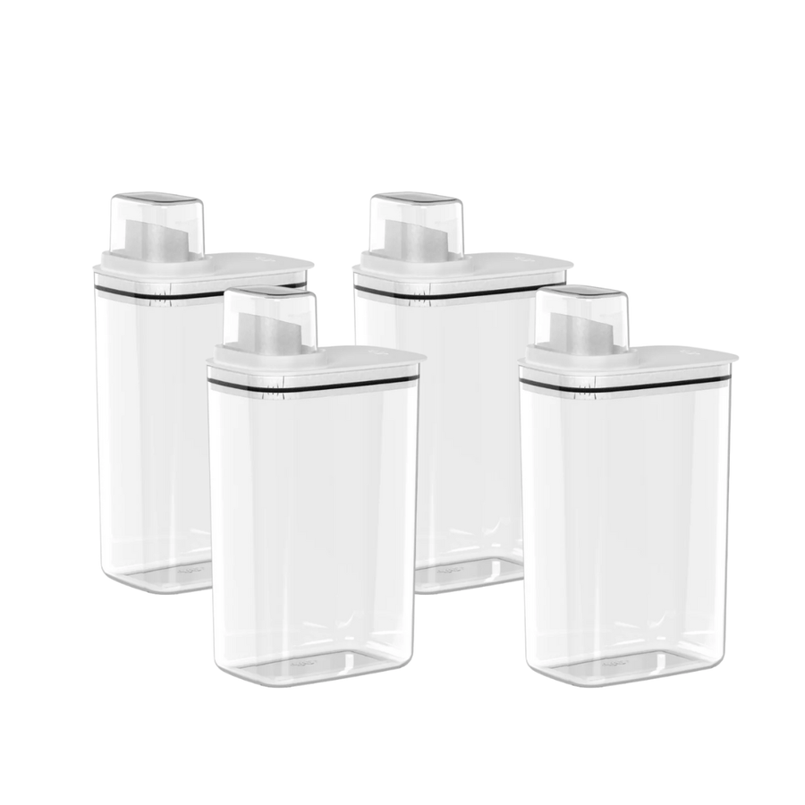 Kit 4 Potes Herméticos Flow Branco 2,3 Litros - Ela Decora