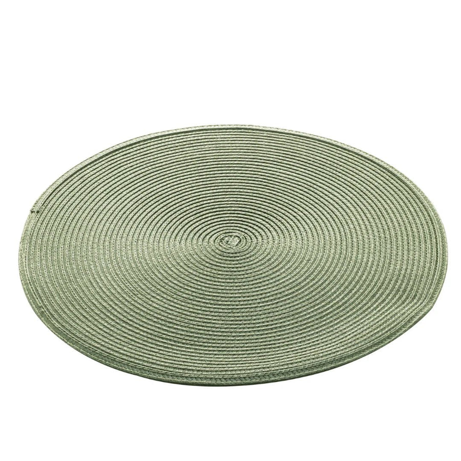 Kit 6 Jogo Americano Redondo Poliester Fresno Verde 38cm - Ela Decora