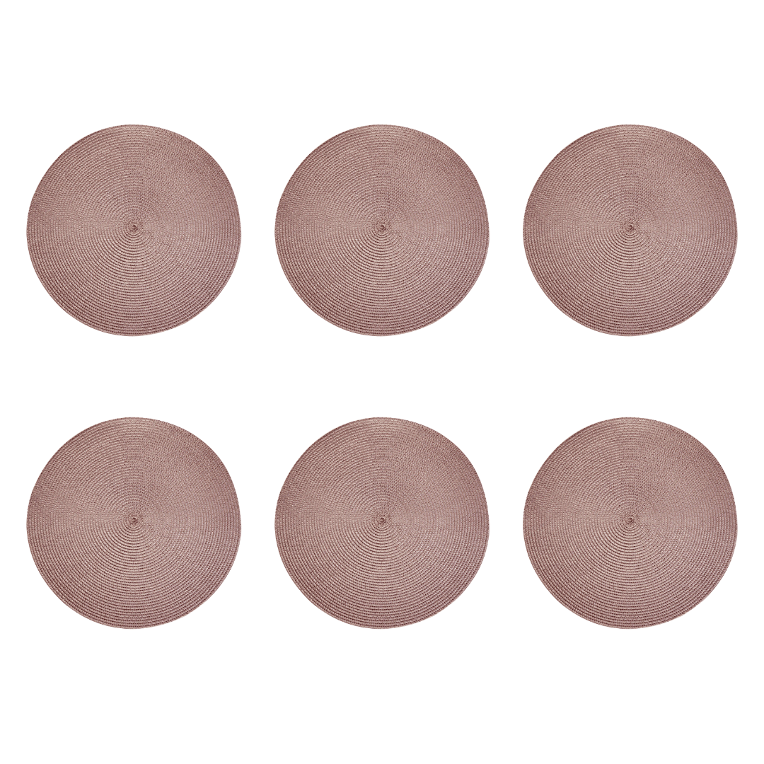 Kit 6 Jogos Americanos Redondo Fresno Taupe 38cm - Ela Decora