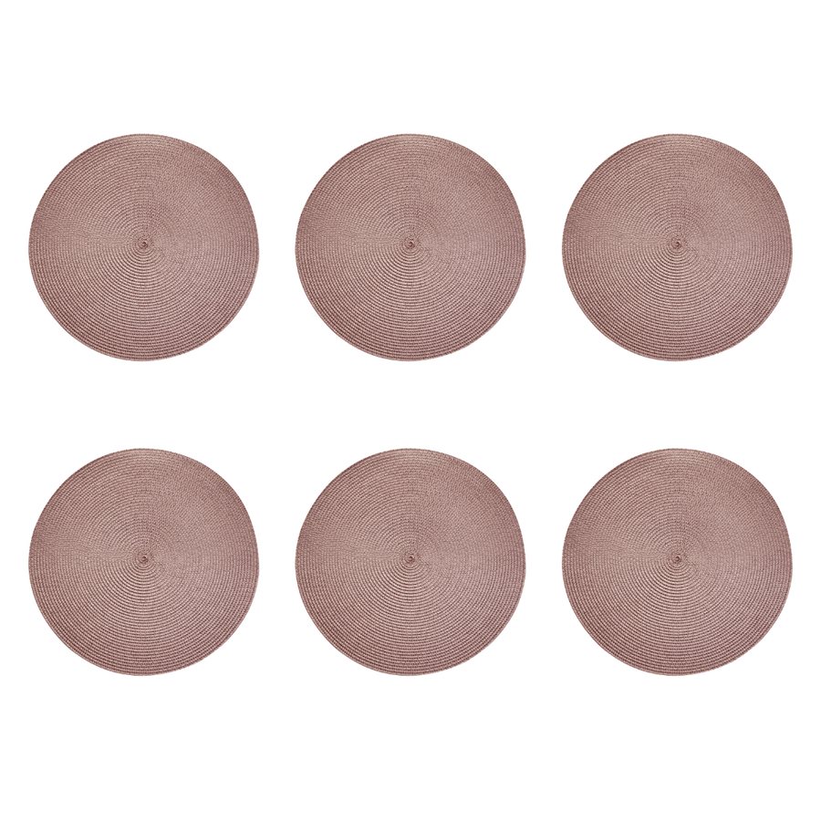 Kit 6 Jogos Americanos Redondo Fresno Taupe 38cm - Ela Decora