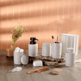 Kit Acessórios para Banheiro Dorica Bege 4 Peças - Ela Decora