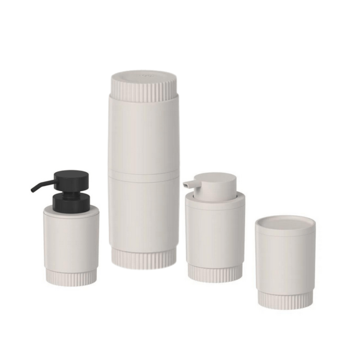 Kit Acessórios para Banheiro Dorica Bege 4 Peças - Ela Decora