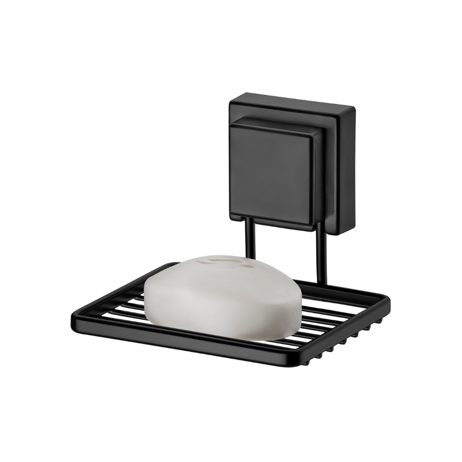 Kit Banheiro Acessórios Fixação Ventosa Preto Fosco 3 Peças - Ela Decora