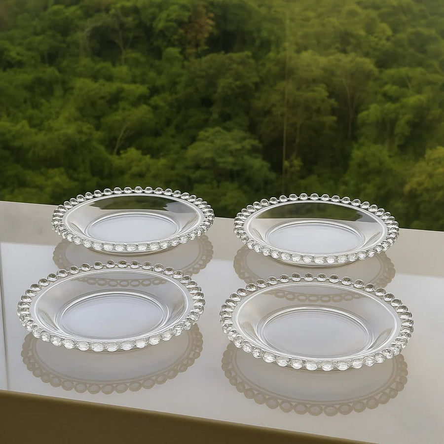 Kit Boleira e Jogo de Pratos Cristal Pearl 5 Peças - Ela Decora