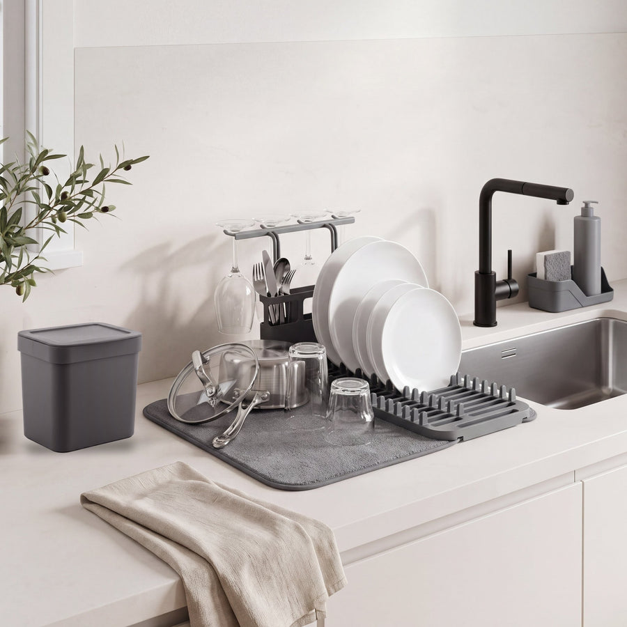 Kit Cozinha Organizada Cinza Chumbo 3 Peças