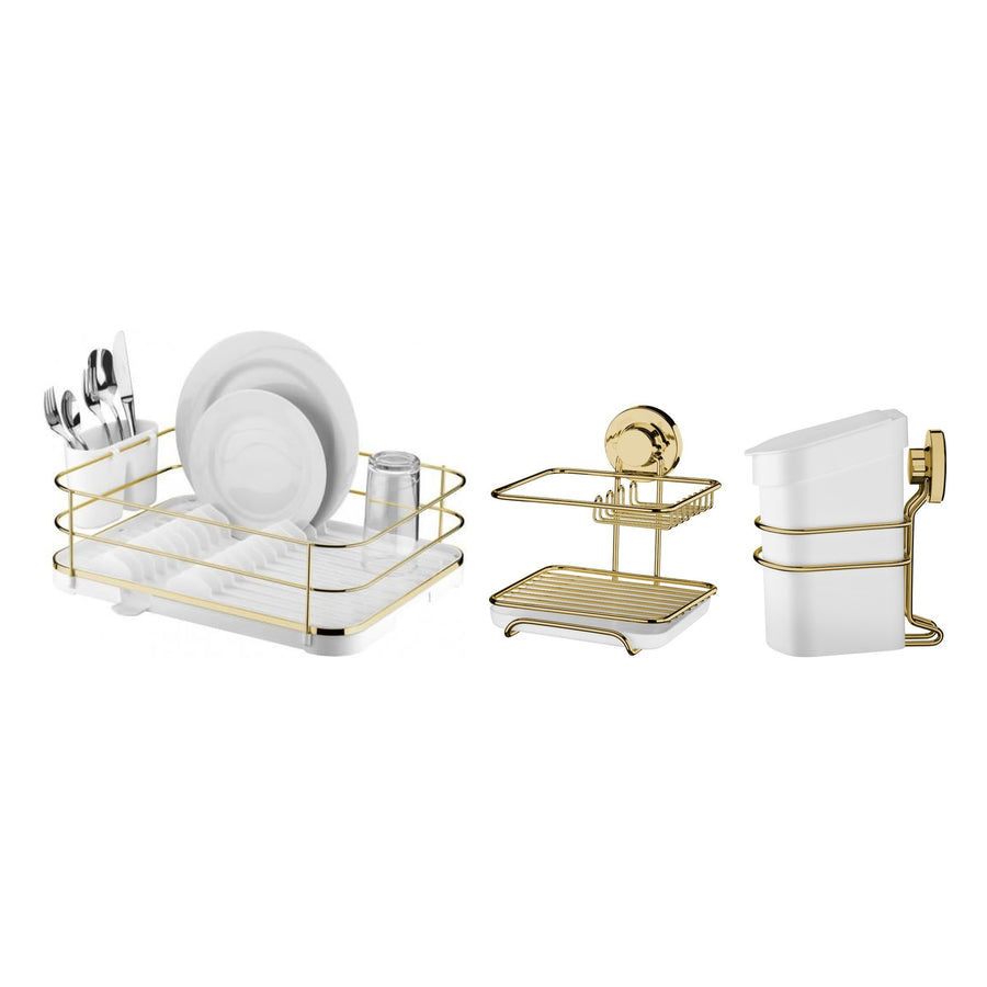 Kit Cozinha Organizada Dourada 3 Peças