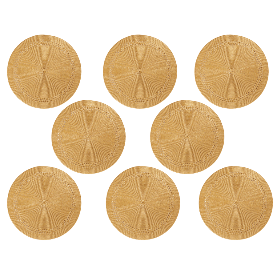 Kit de 8 Jogo Americano Redondo em Poliester Mostarda 38cm - Ela Decora