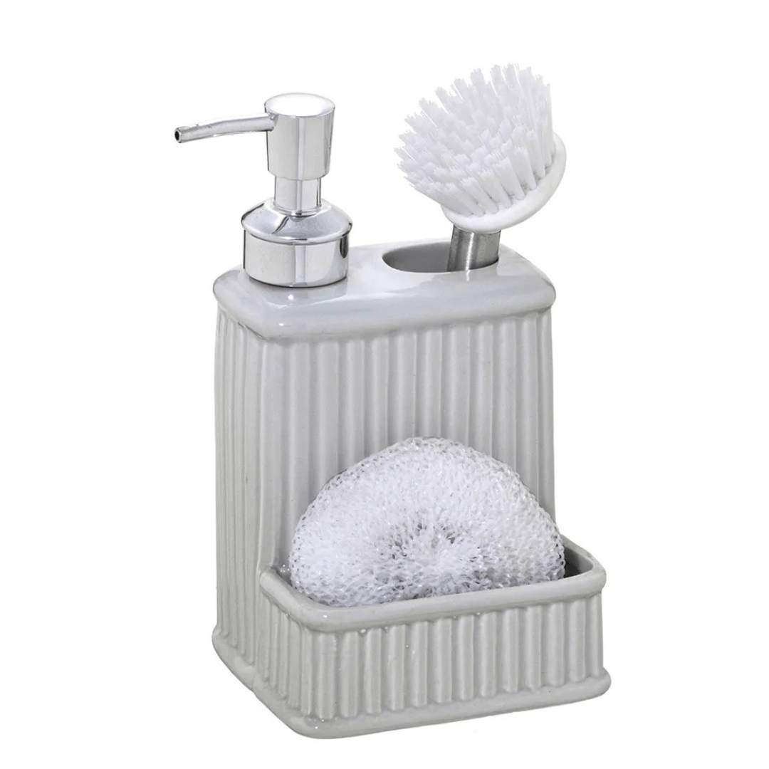 Kit Dispenser com Esponja Cinza 19cm - Ela Decora