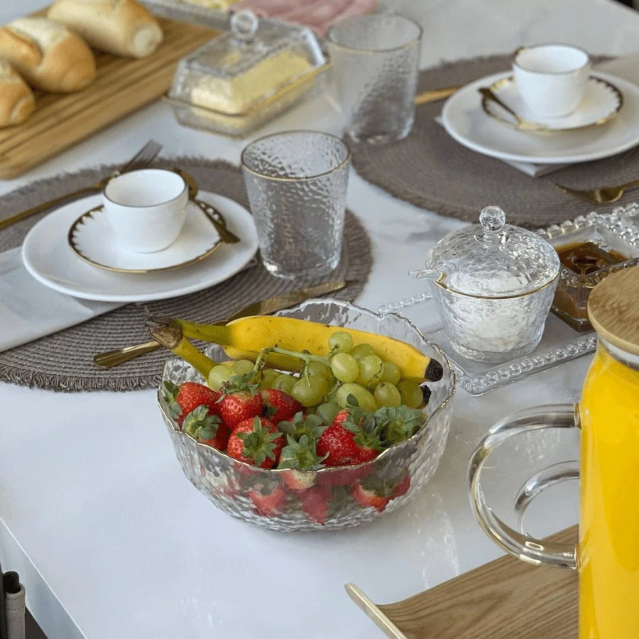 Kit Fondue 11 Peças com Bowl de Cristal Martelado - Ela Decora