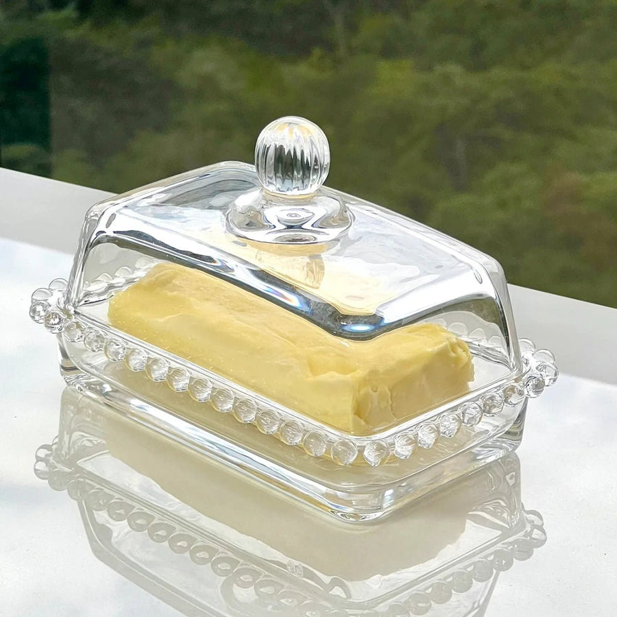Kit Manteigueira e Queijeira de Cristal Pearl 2 Peças - Ela Decora