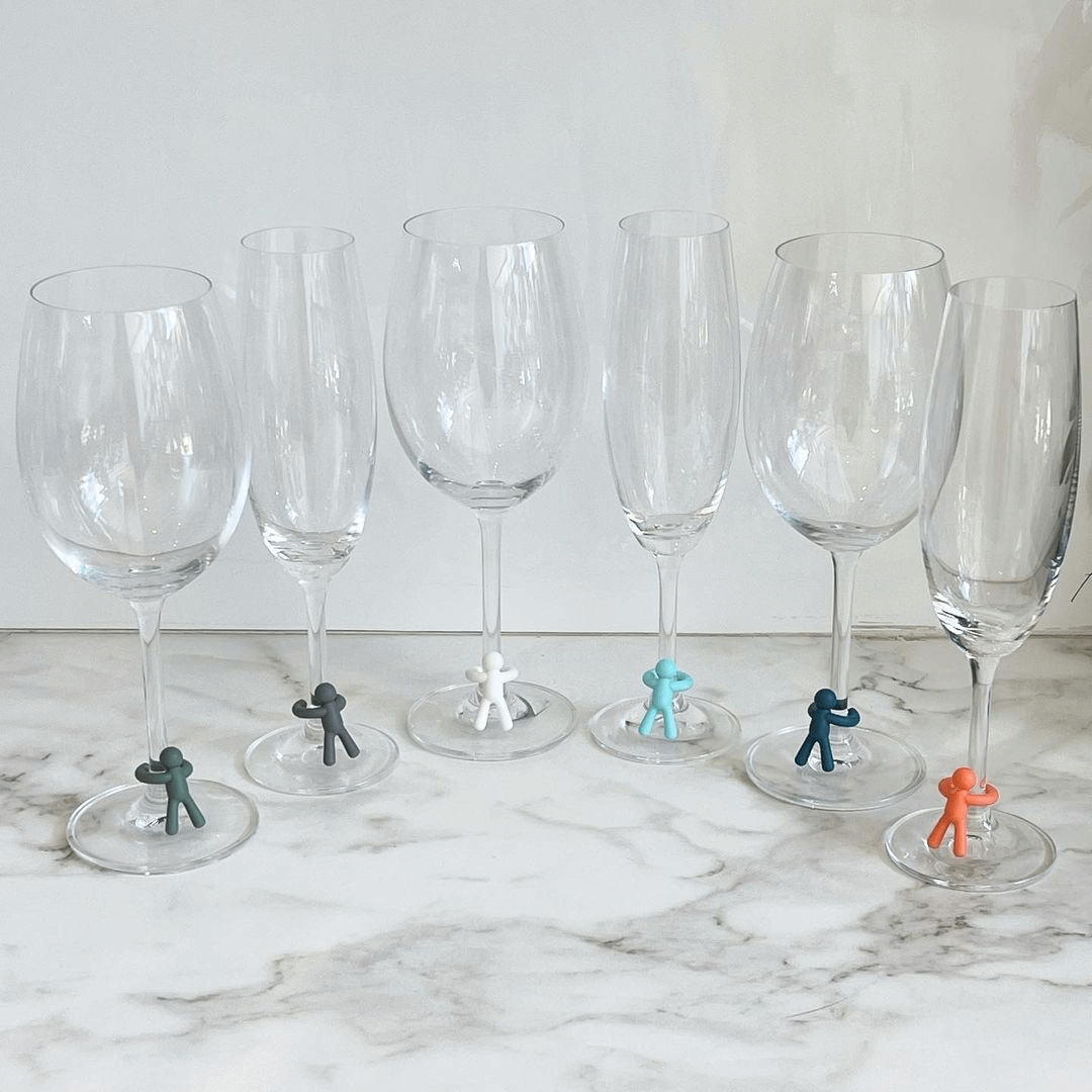 Kit Marca Taça com Rolha de Vinho Drinking Buddy 7 Peças - Ela Decora