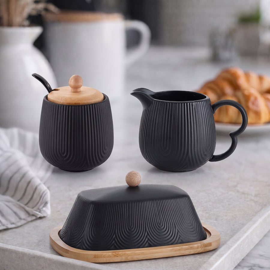 Kit Mesa Servir Oásis Preto 3 Peças