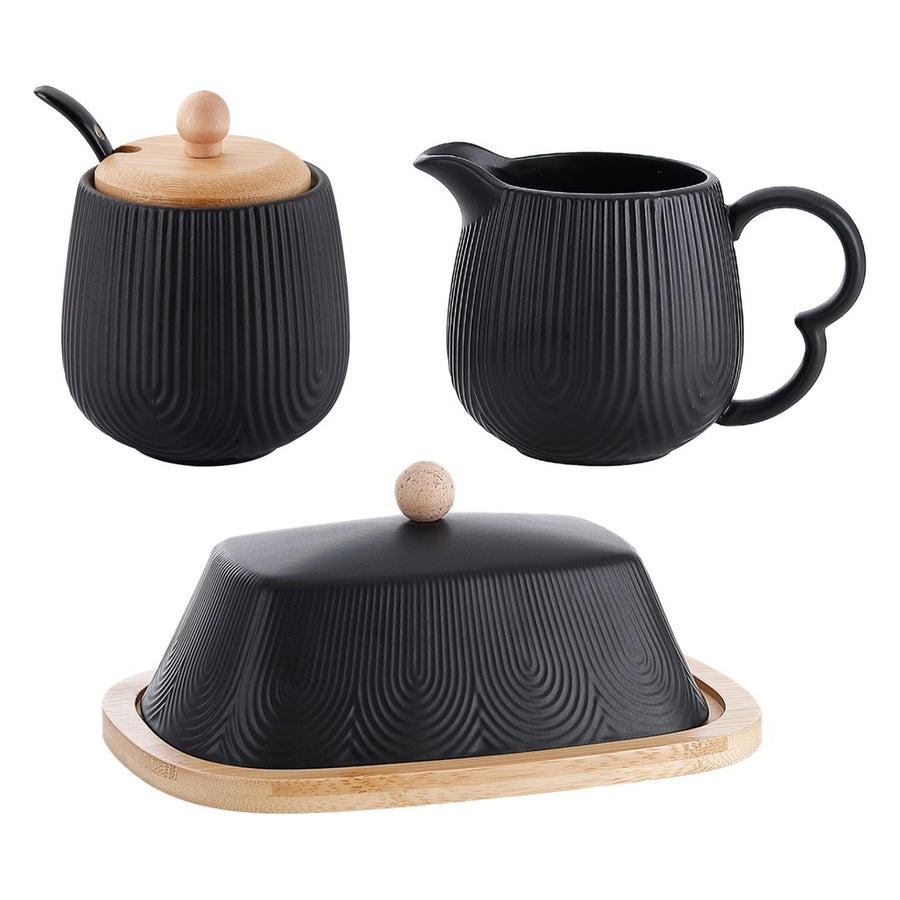 Kit Mesa Servir Oásis Preto 3 Peças