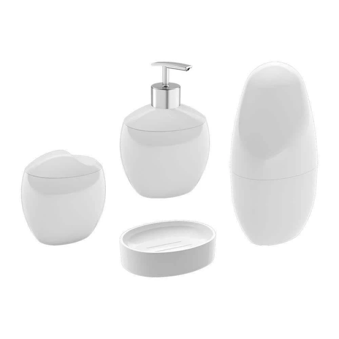 Kit para Banheiro Acessórios Spoom Branco 4 Peças - Ela Decora