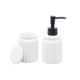 Kit para Banheiro em Cerâmica Stripes Branco 2 Peças - Ela Decora