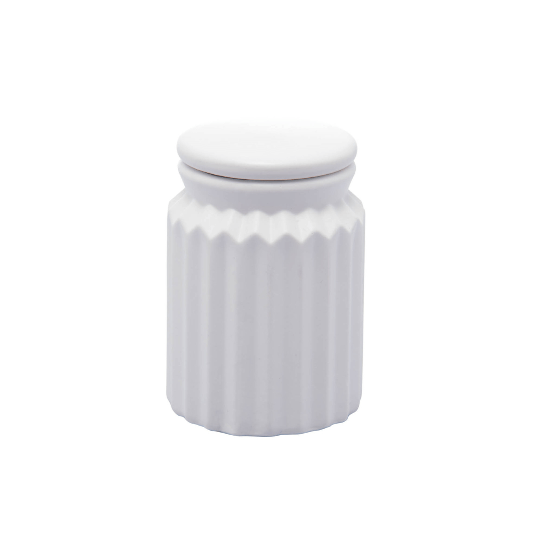 Kit para Banheiro em Cerâmica Stripes Branco 2 Peças - Ela Decora