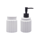 Kit para Banheiro em Cerâmica Stripes Branco 2 Peças - Ela Decora