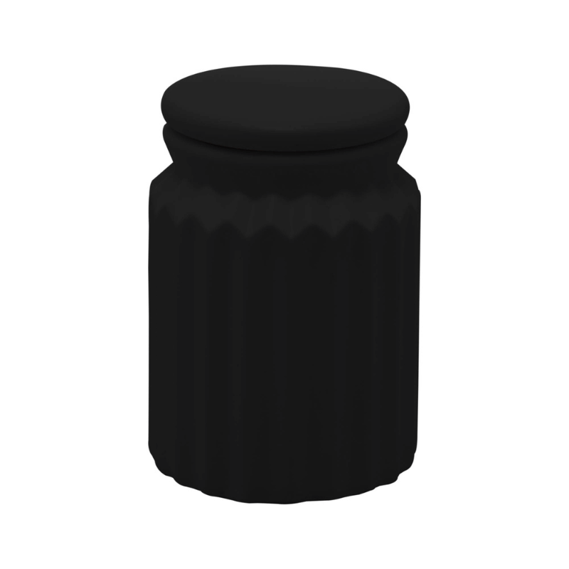 Kit para Banheiro em Cerâmica Stripes Preto 2 Peças - Ela Decora