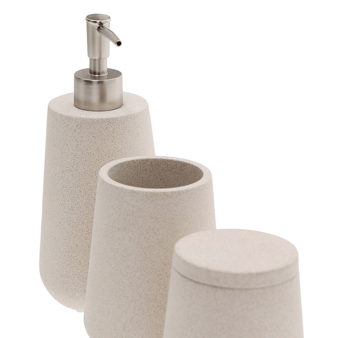 Kit para Banheiro em Cimento Cinza 3 Peças - Ela Decora