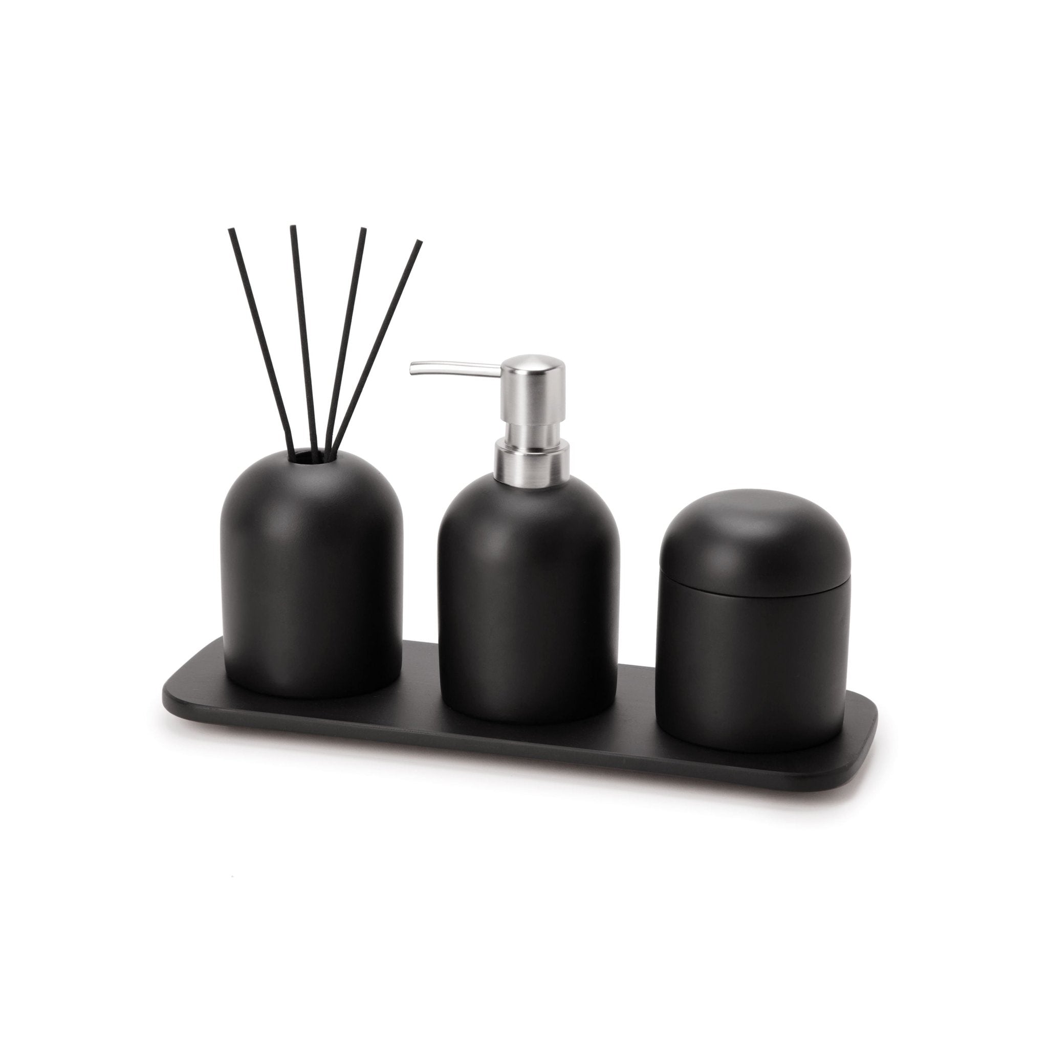 Kit para Banheiro em Cimento Preto 4 Peças - Ela Decora