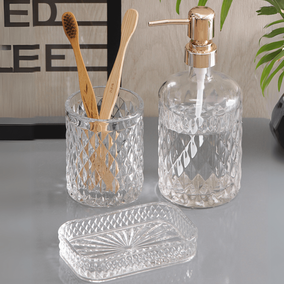 Kit para Banheiro em Vidro Litt 3 Peças - Ela Decora