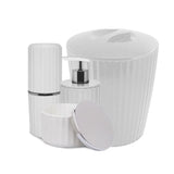 Kit para Banheiro Groove com Lixeira Branco - 4 Peças - Ela Decora