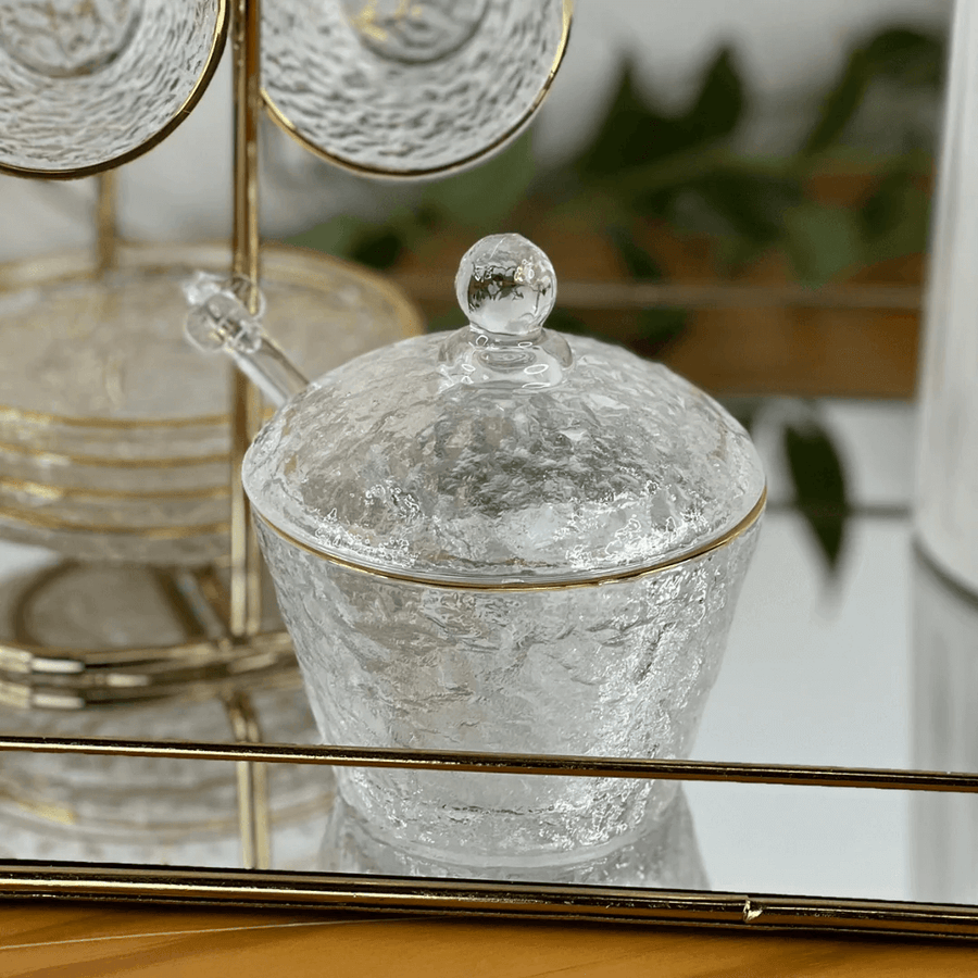 Kit para mesa Posta Cristal Martelado Petra 5 Peças - Ela Decora